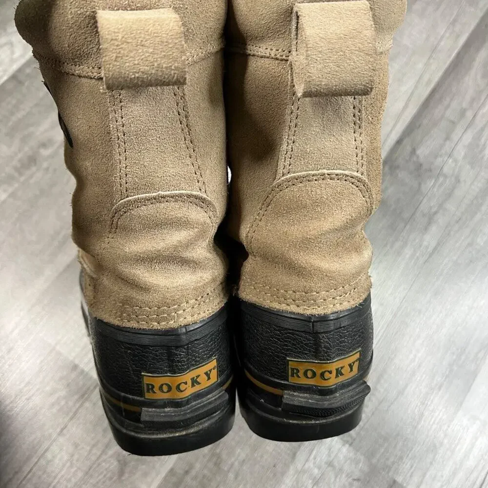 ROCKY 7856 INSULATED BROWN LEATHER RUBBER SOLE Boots MENS 8M